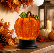 Prelit Swirling Glitter Pumpkin Globe