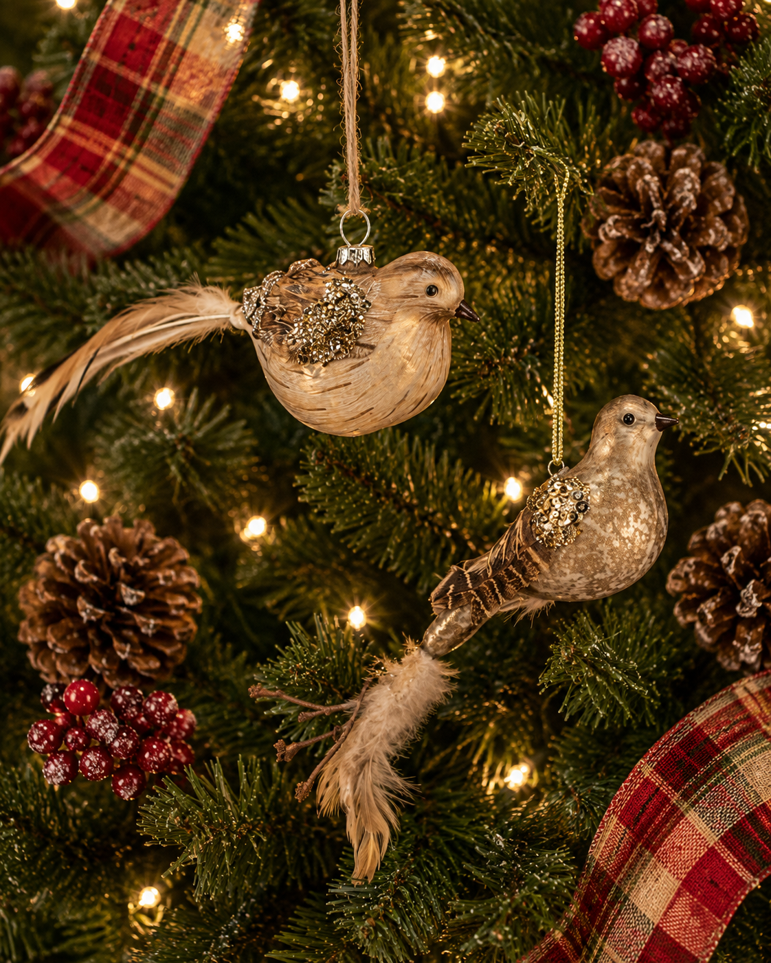 Glass Feathered Quail Ornament (2-Styles)