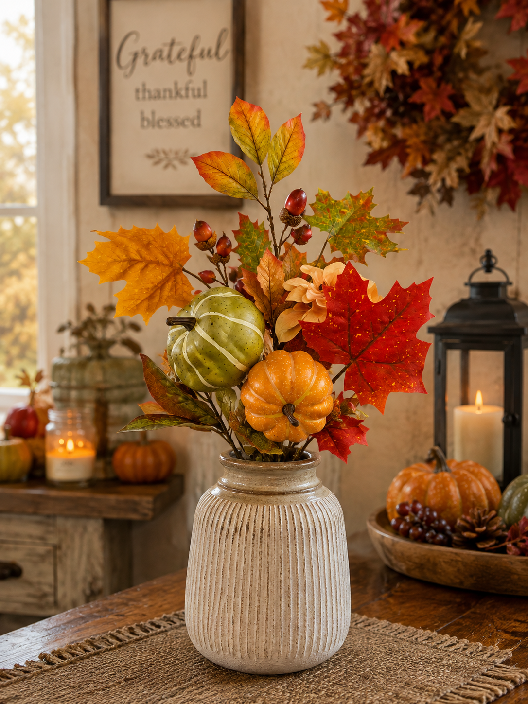 Harvest Pumpkin Hydrangea Spray