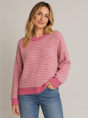 Two Tone Waffle Weave Striped Pull Over Sweater By: Staccato
