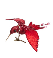 Clip on Red Beaded Hummingbird Ornament