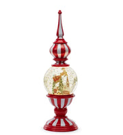 Red Finial Santa Snowglobe