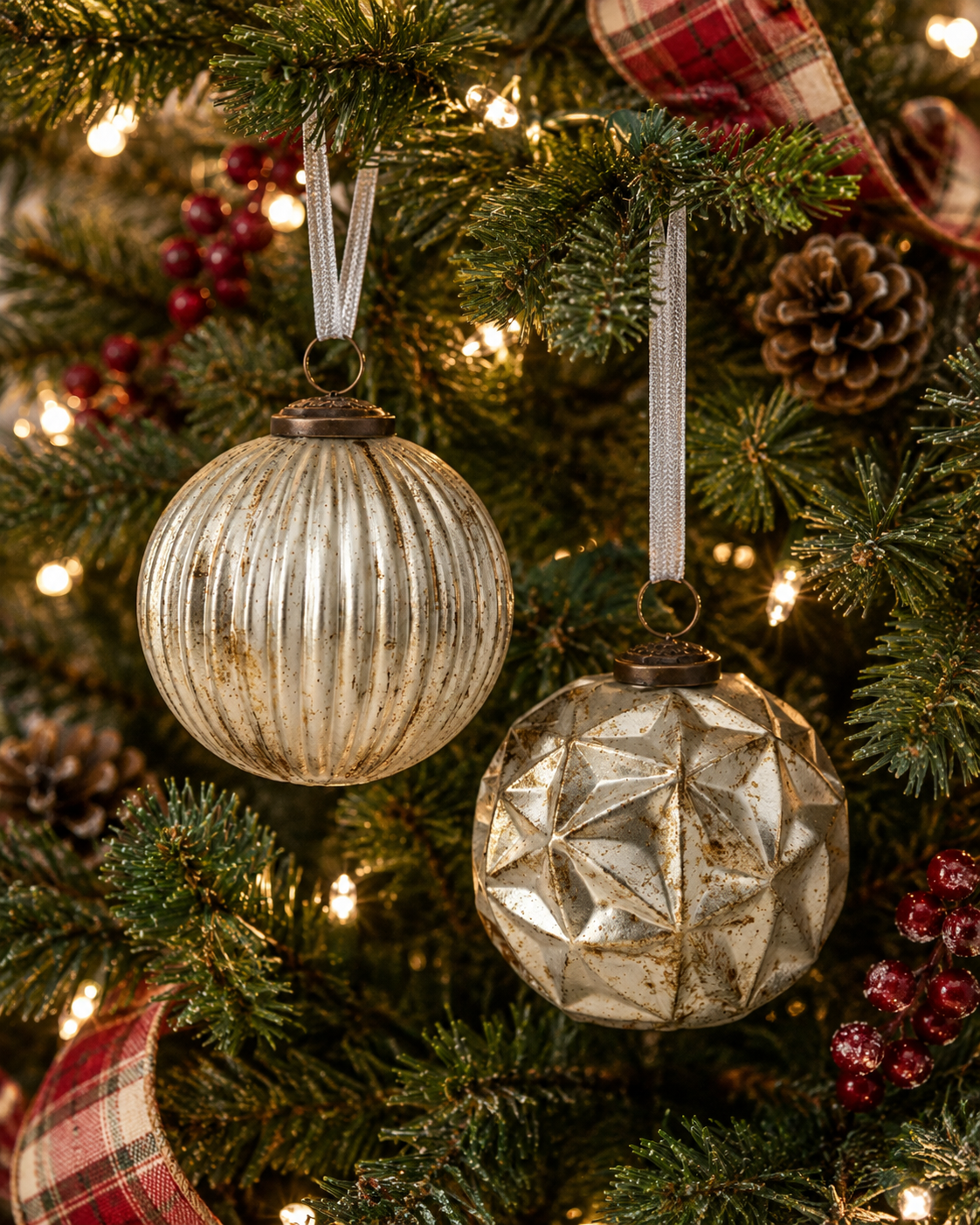 Textured Vintage Glass Ball Ornament (2-Styles)