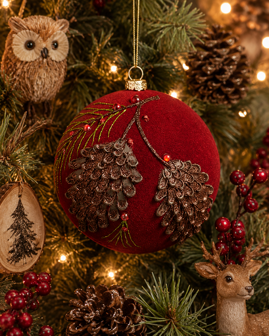 Mercury Glass Flocked Pinecone Ornament