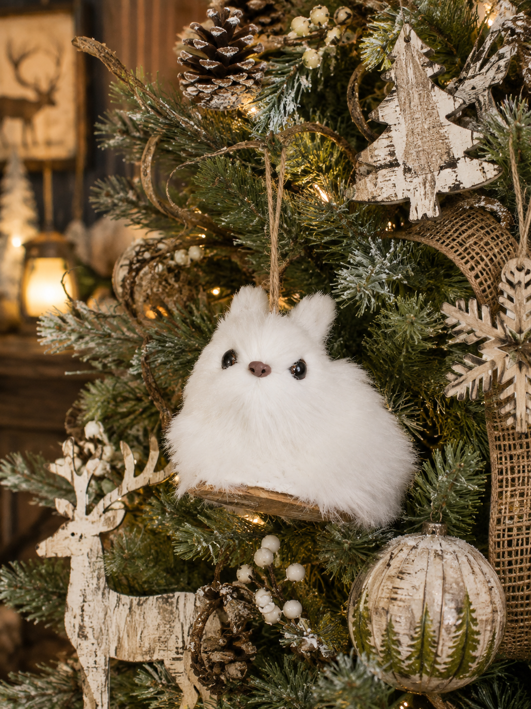 Furry Winter Rabbit Ornament (2 Colors)