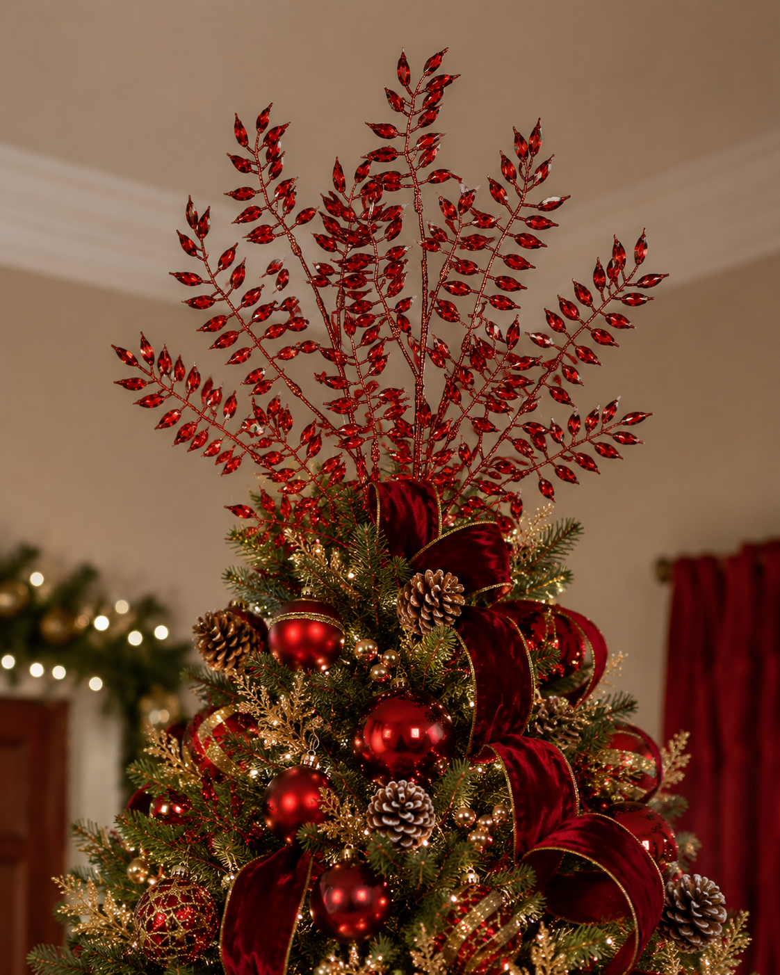 Burgundy Metallic Leaf Spray