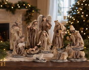 Set of 11 Natural Golden Edged Nativity