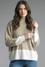 Beige Color Block Sweater By: Tempo Paris