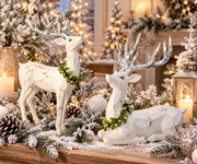 Set of 2 Frosted Mistletoe Deer
