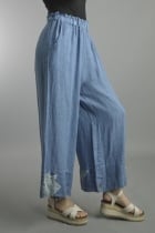 Linen Floral Hem Pant by: Tempo Paris (2-Colors)