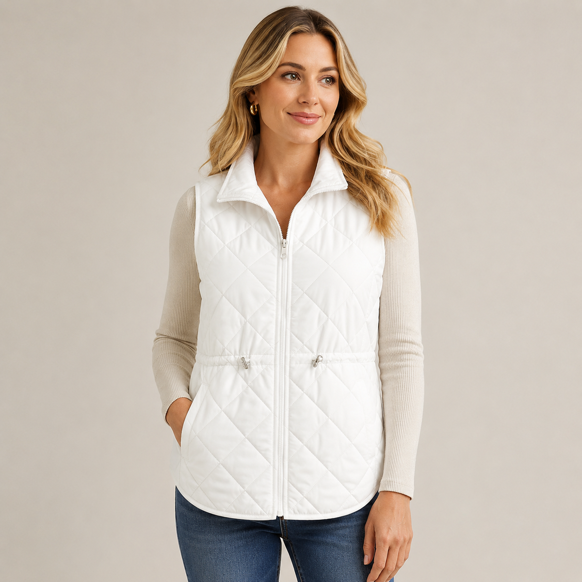 Diamond Quilted Zipper Vest (2 Colors)