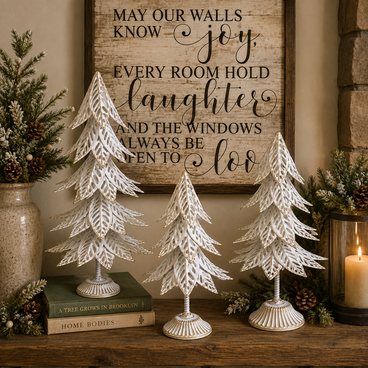 Set of 3 Metal Embossed Trees
