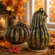 Autumn Glass Pumpkin with Curly Stem