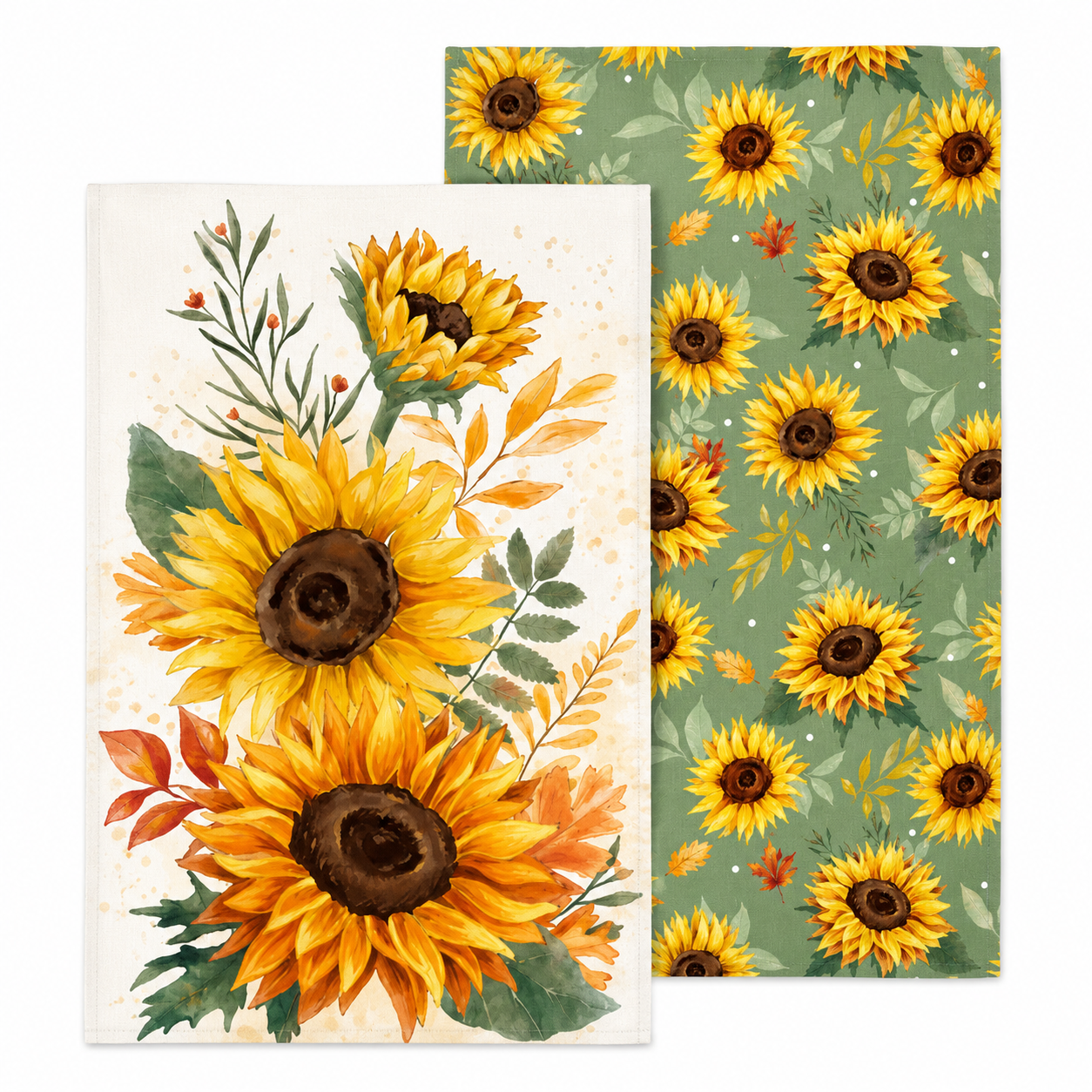 18" x 30" Two-Sided Quick Dry Kitchen Towel Harvest Sunflower