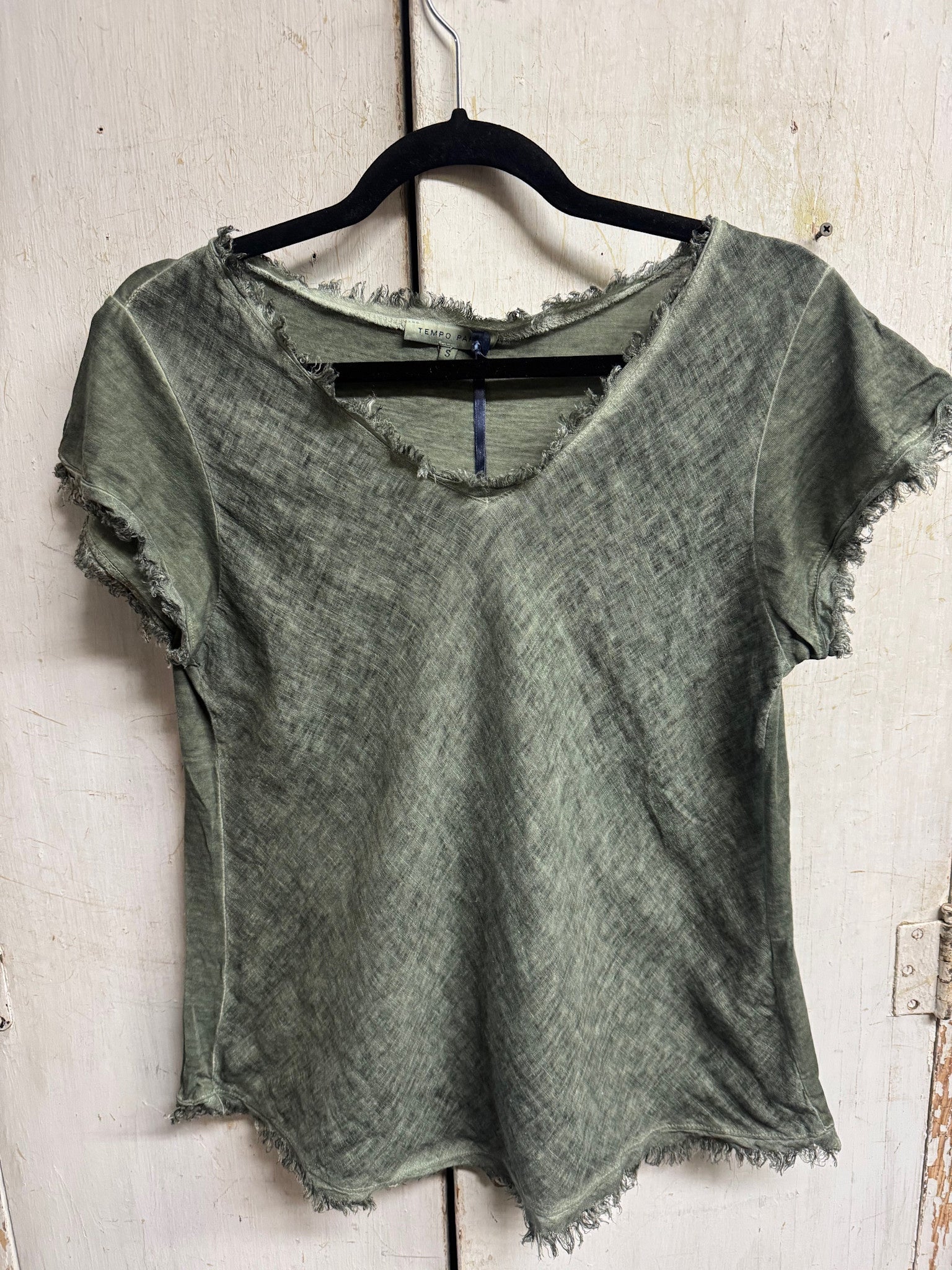 Frayed Edge V-Neck Shirt By: Tempo Paris (3-Colors)