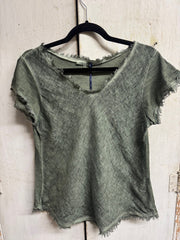 Frayed Edge V-Neck Shirt By: Tempo Paris (3-Colors)