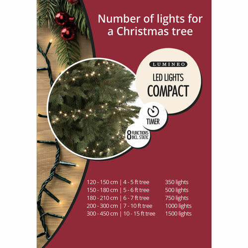 2000 Lumineo LED Warm White Compact Lights Green Cord