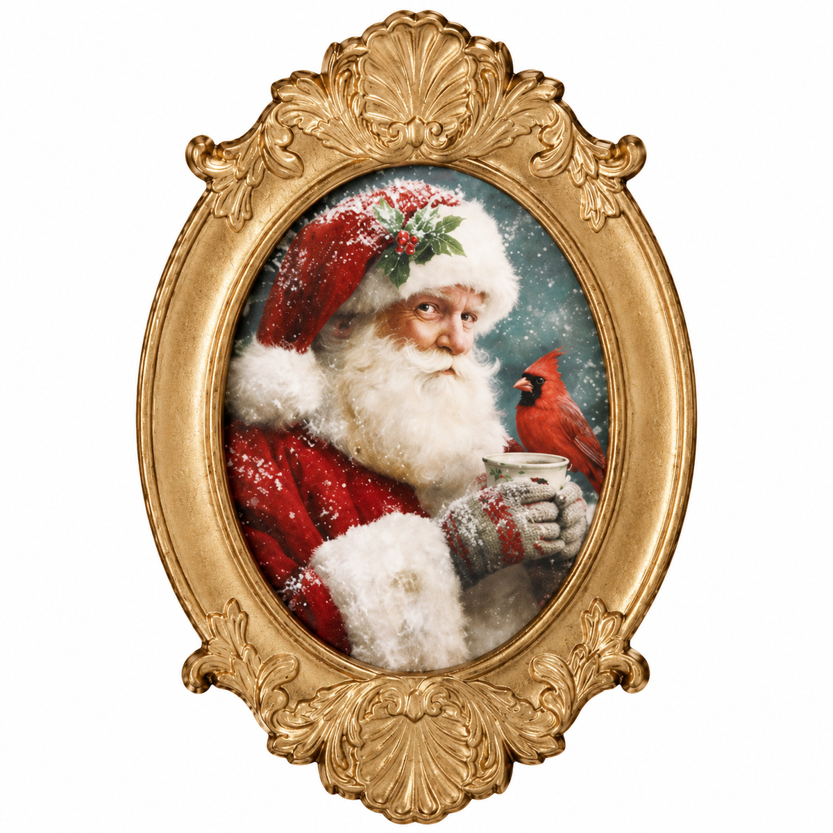 8 x 12 Gilded Frame Santa Cardinal Wall Art (2 Styles)