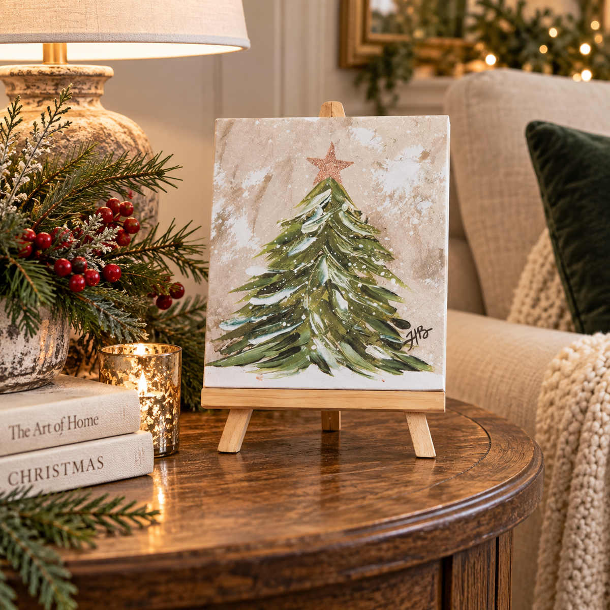 Snow Touched Christmas Tree w/ Easel