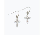 Silver Cross w/ Pearl Earrings