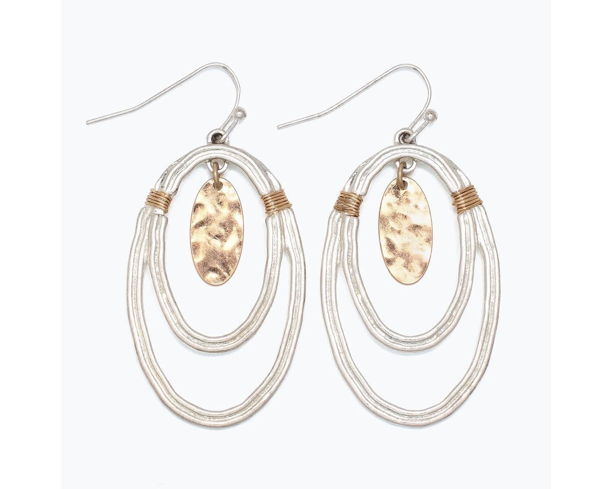 Two Tone Layered Drop Earrings