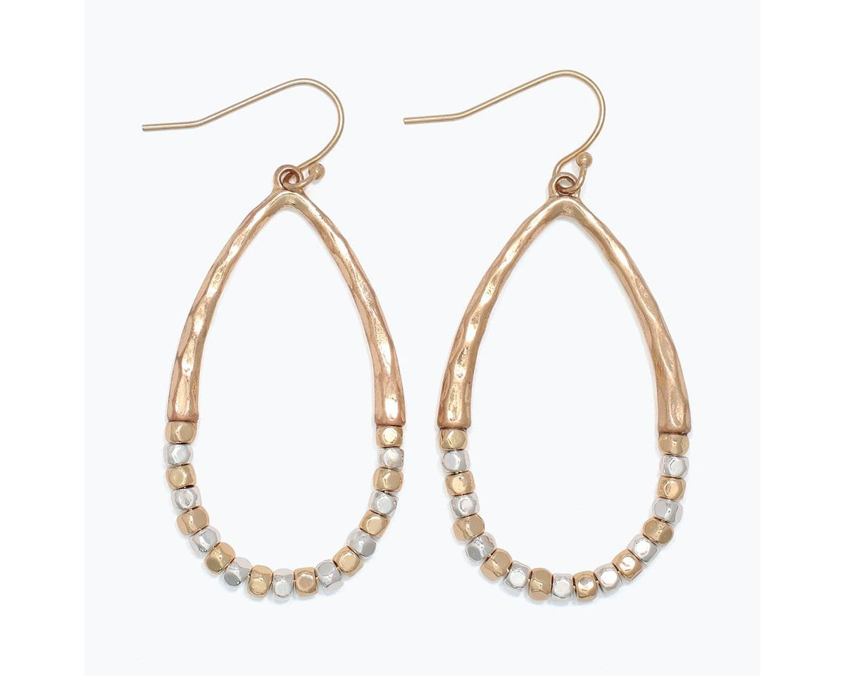 Hammered Two Tone Bead Earrings