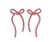 Red Crystal Bow Earrings