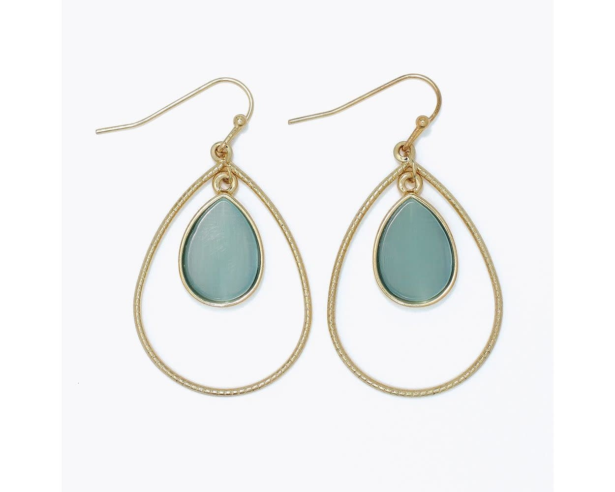 Textured Gold w/ Mint Drop Earrings