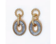 Linked Denim Blue Oval Earrings