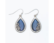 Blue Inlay w/ Silver Filigree Earrings