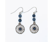 Silver Daisy w/ Blue Bead Earrings