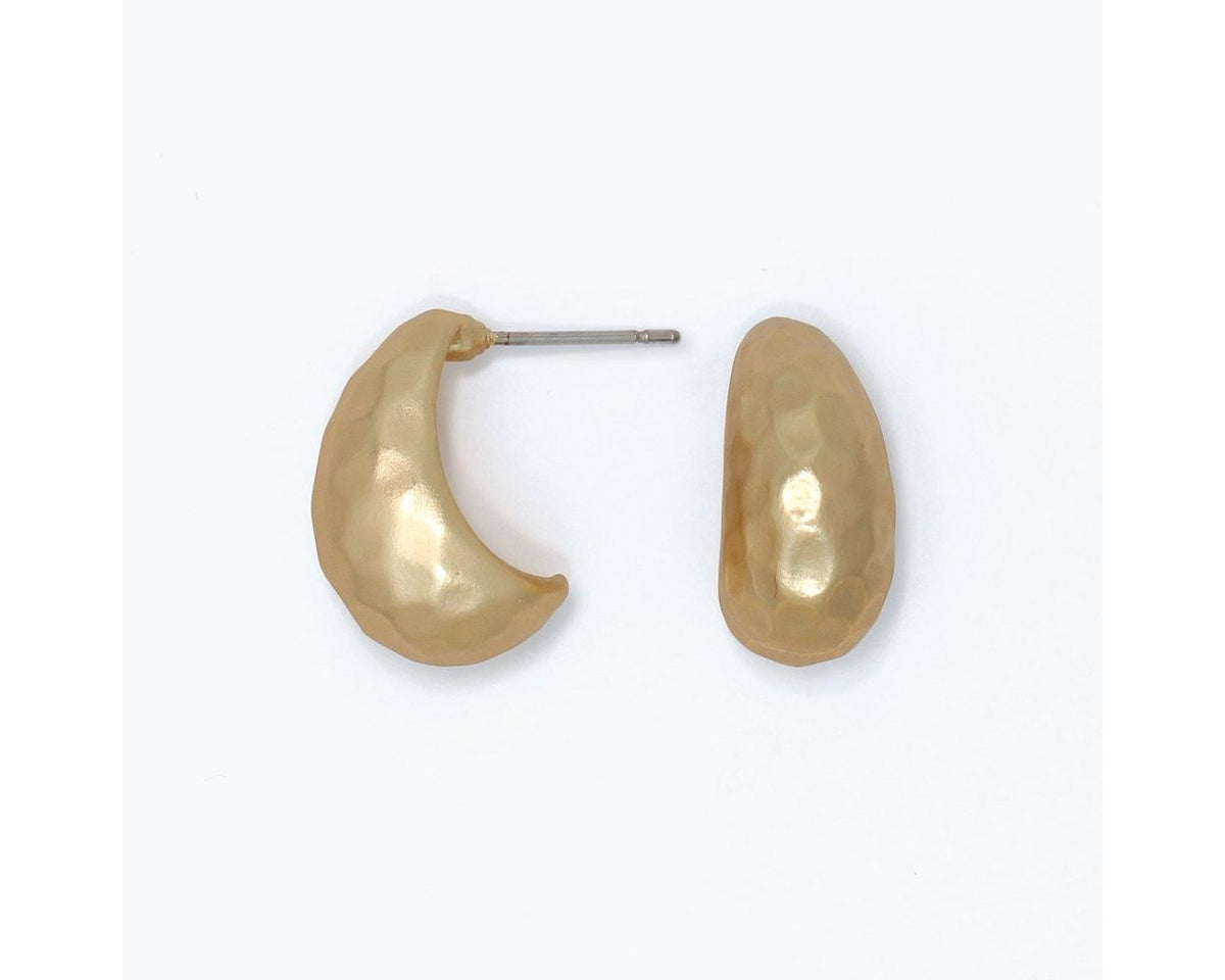Hammered Burnish Gold Drop Earrings