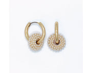 Gold Hoop w/ Pearl Ring Earrings