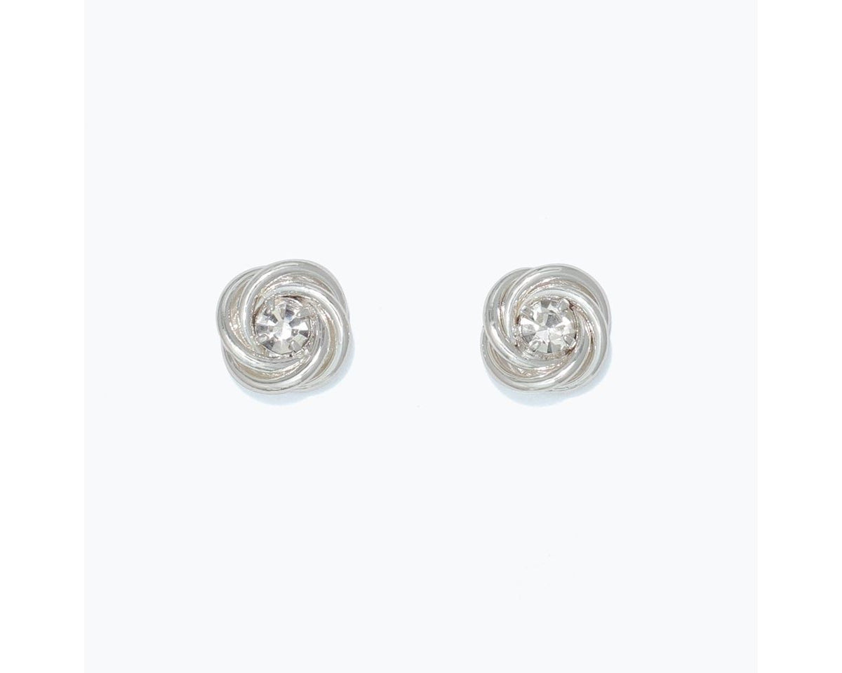 Silver Twists w/ Crystal Earrings