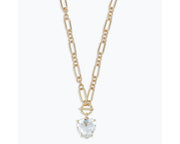Clear Crystal Heart w/ Gold Chain Necklace