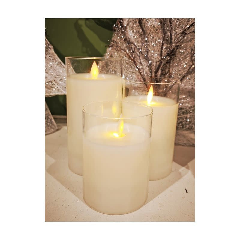 Set of 3 LED Battery Operated Pillar Candles w/ Remote (2-Colors)