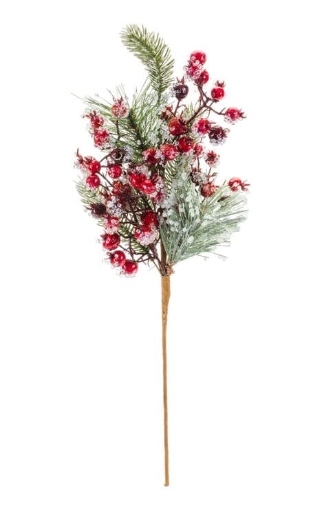 20" Iced Pine & Berry Spray