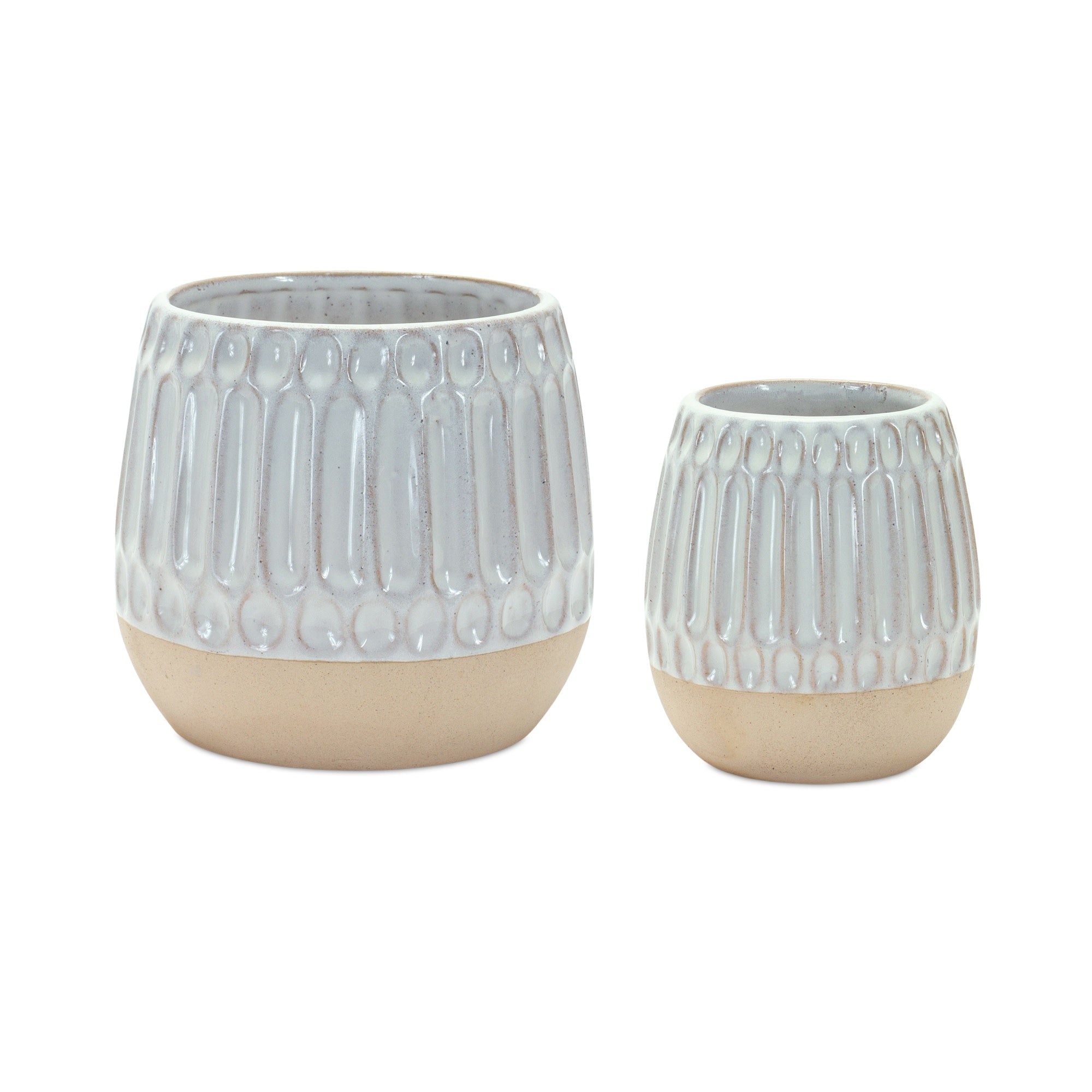 Two Tone White Textured Vase (2-Sizes)