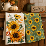 18" x 30" Two-Sided Quick Dry Kitchen Towel Harvest Sunflower