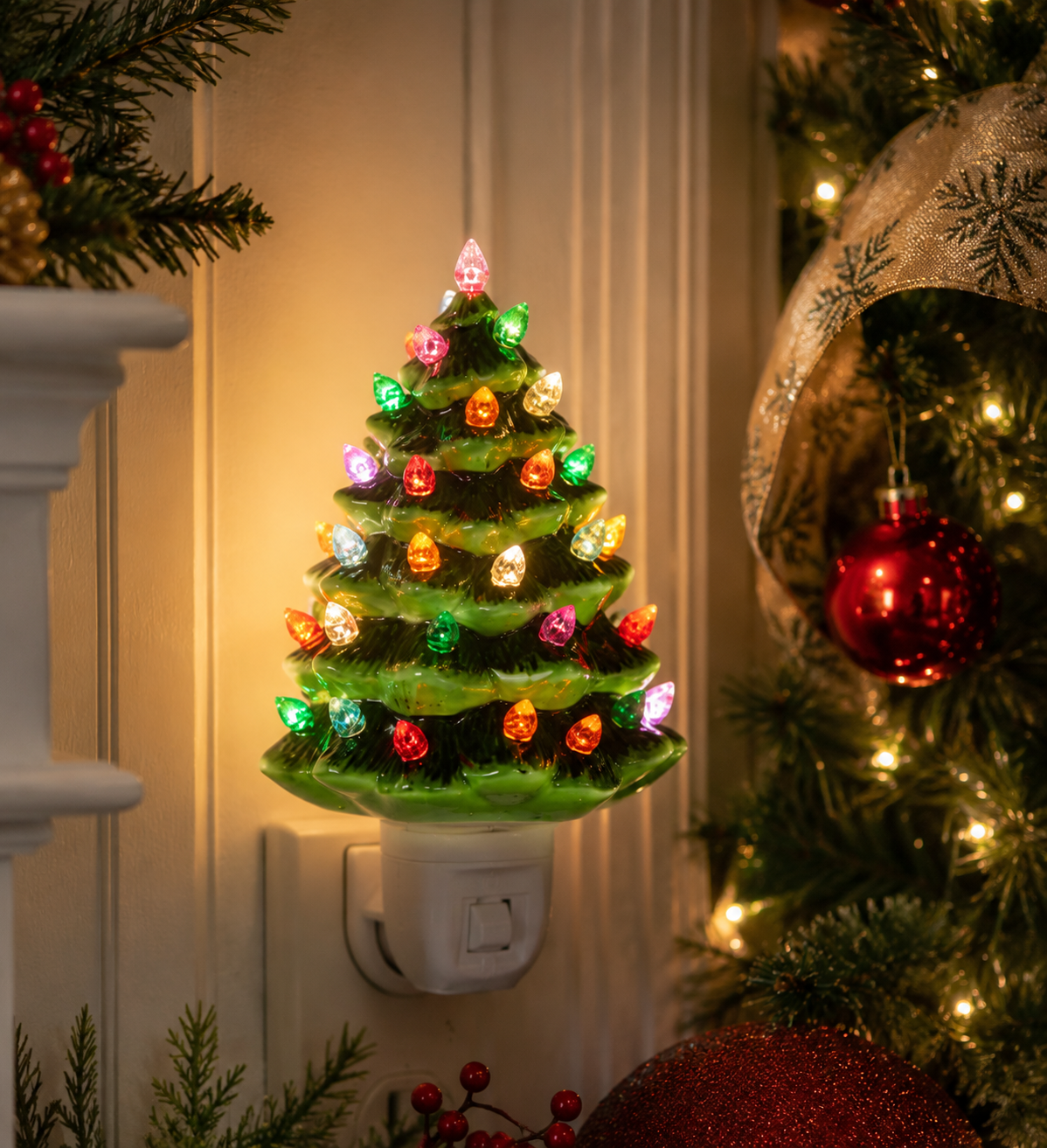 Retro Vintage Christmas Tree Night Light (2-Colors)