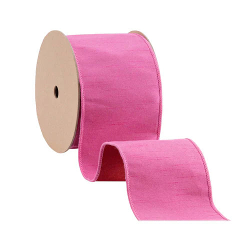 4" x 10 Yds Reversible Red & Hot Pink Wired Dupioni Ribbon