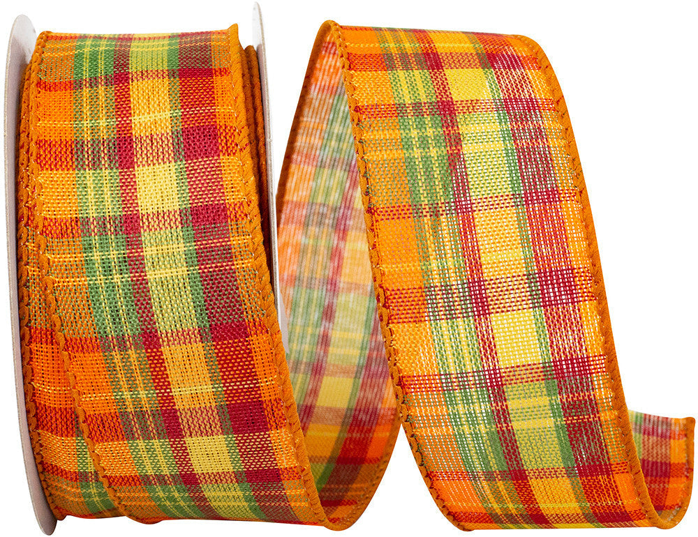Fall Multi Plaid Stitch Wired Edge Ribbon
