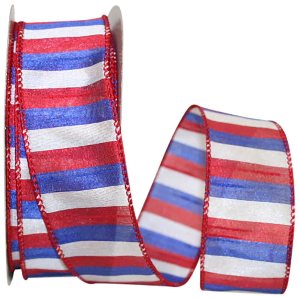 1.5" x 20 Yards Liberty Striped Wired Ribbon