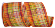Fall Multi Plaid Stitch Wired Edge Ribbon
