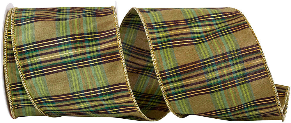 Grandisimo Fall Plaid Dupioni Wired Edge Ribbon