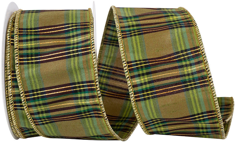 Grandisimo Fall Plaid Dupioni Wired Edge Ribbon