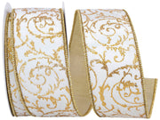 2.5" x 10 Yards Filigree Deluxe Velvet Metallic Wired Ribbon
