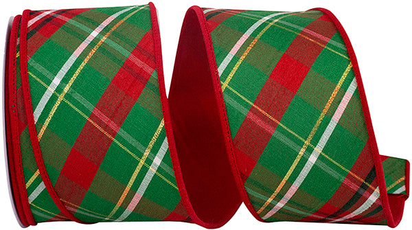 2.5" x 10 Yds Double Sided Diagonal Dupioni Wired Ribbon