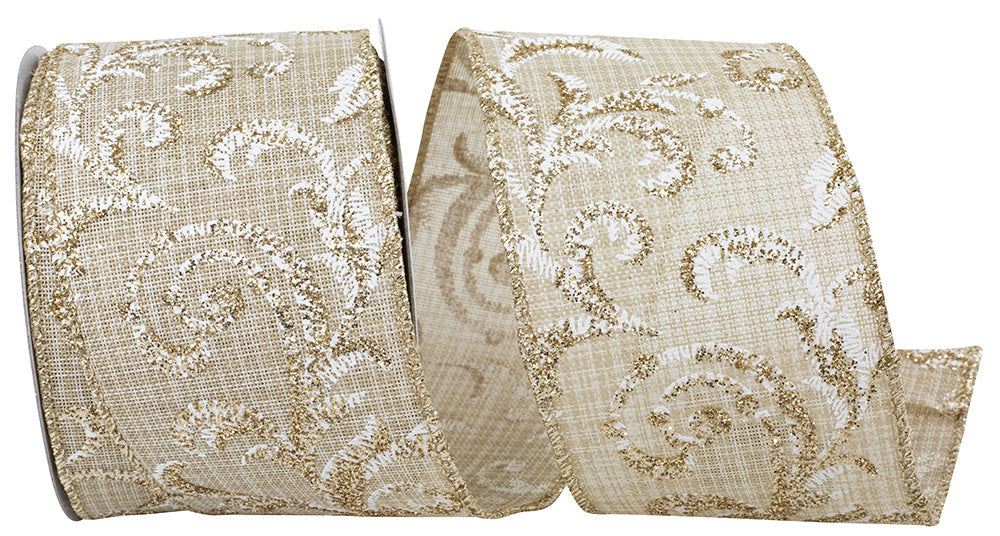 2.5" x 10 YDS Scroll Glitter Filligree Ribbon