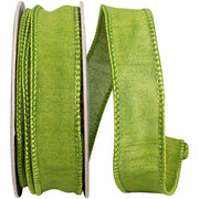 7/8" x 10 Yds Moss Green Dupioni Wired Edge Ribbon